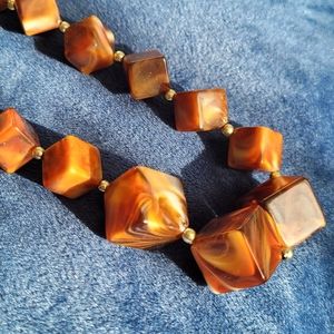 Chunky Resin Beaded Necklace with Silver details.